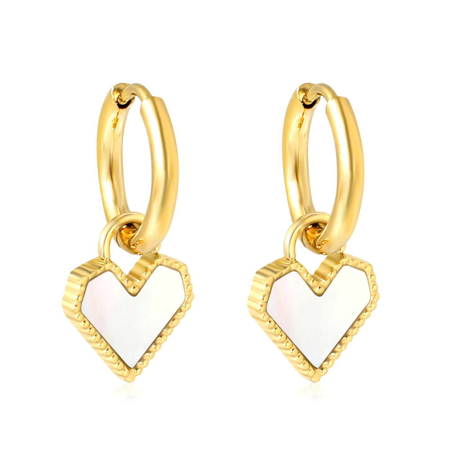 2*10mm I.D. earrings with 12.2*10.4mm heart shaped sticky white/black/red shell fittings Gold color asonjewelry