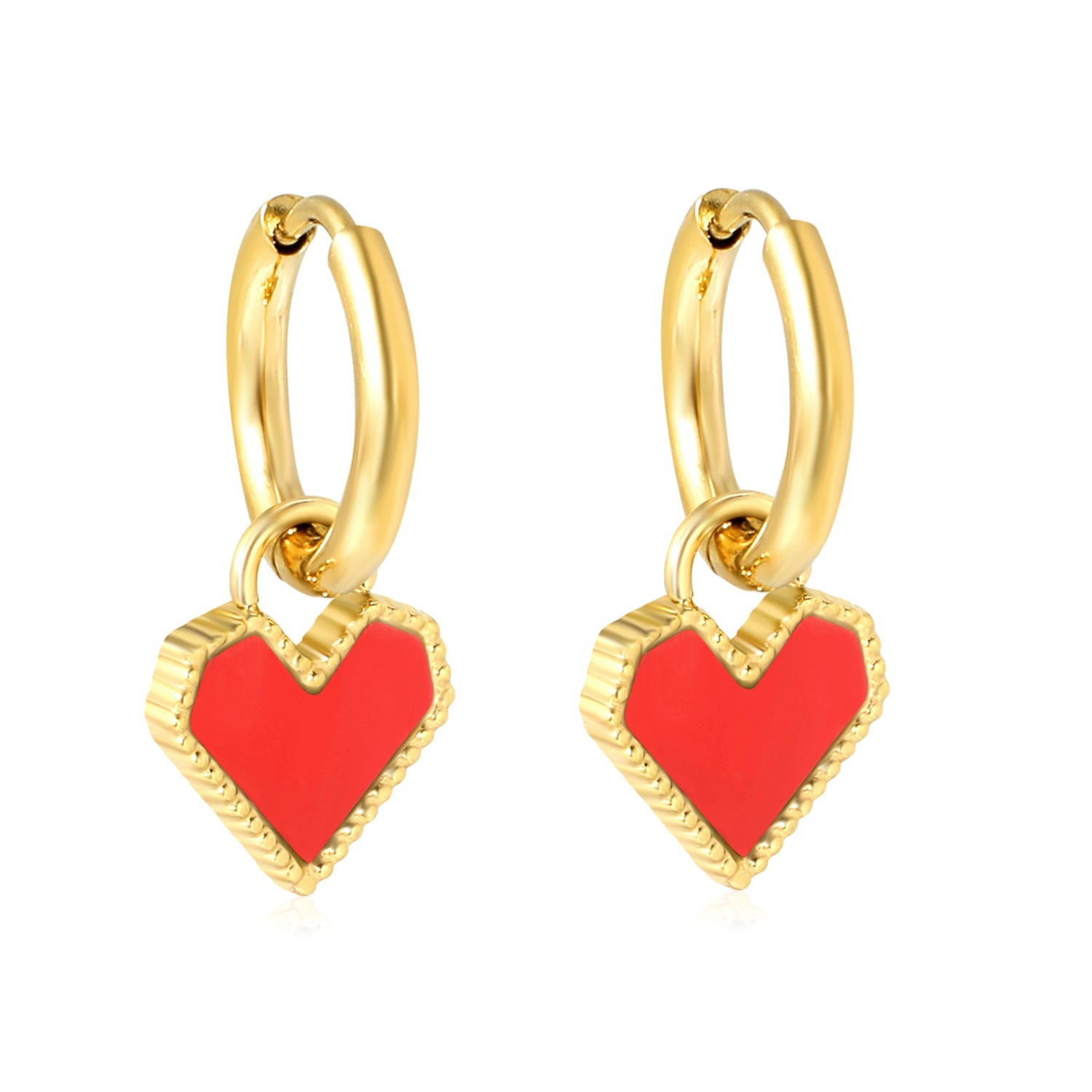 2*10mm I.D. earrings with 12.2*10.4mm heart shaped sticky white/black/red shell fittings Gold color asonjewelry