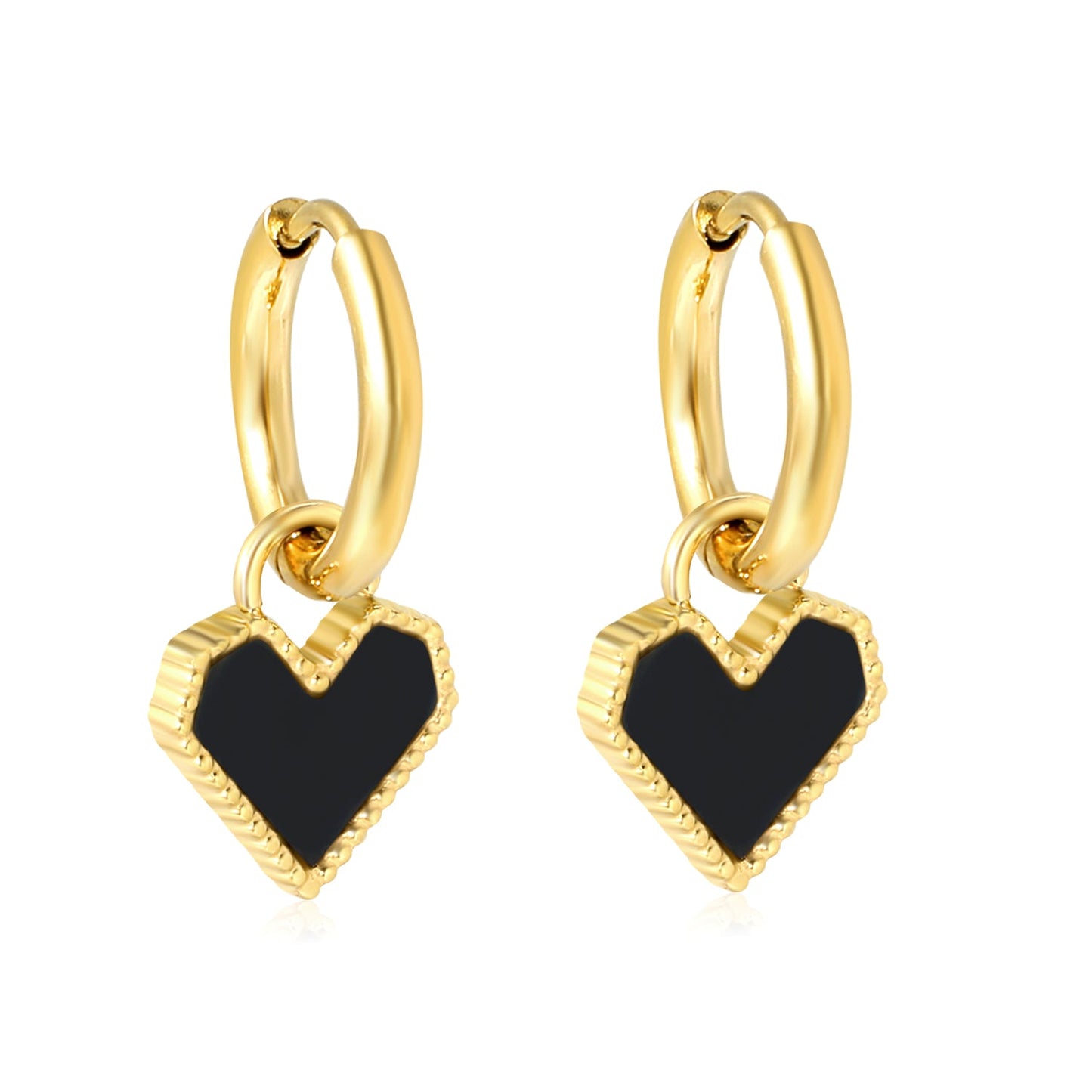 2*10mm I.D. earrings with 12.2*10.4mm heart shaped sticky white/black/red shell fittings Gold color asonjewelry