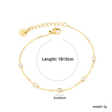 3*4.8mm Oval Sticky White Zirconium Accessories 0.3 Cross Chain*18+3cm+6mm Round Plaque Bracelet Golden