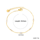 3.3*7.3mm Horse Eye White Zirconium Accessories 0.3 Cross Chain*18+3cm+6mm Round Plaque Bracelet Golden