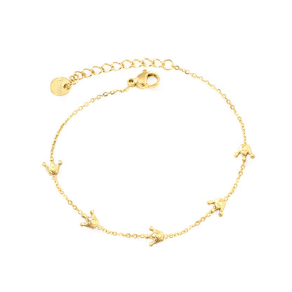 6*5.6mm Crown Accessories 0.3Cross Chain*18+3cm+6mm Round Plaque Bracelet Golden asonjewelry