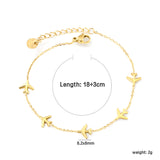 8.2*8mm Airplane Accessories 0.3 Cross Chain*18+3cm+6mm Round Plaque Bracelet Golden