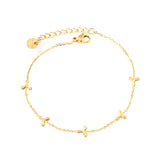 5.8mm Triangle Boomerang Accessory 0.3 Cross Chain*18+3cm+6mm Round Plaque Bracelet Golden