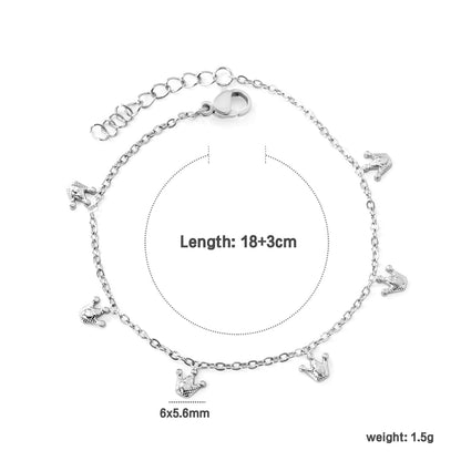 6 x 6mm Small Crown Accessories 17+3cm Bracelet Steel/Gold asonjewelry