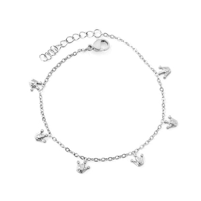 6 x 6mm Small Crown Accessories 17+3cm Bracelet Steel/Gold asonjewelry