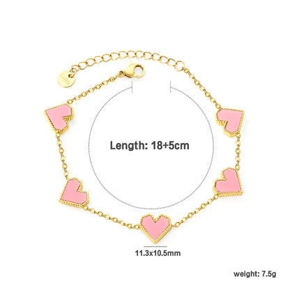 11.3*10.5mm heart shape sticky double-sided white shell/black/red/pink/green horizontal acrylic accessories 18+5cm+6mm round plaque Bracelet gold color asonjewelry