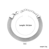 Width 6mm/8mm*Thickness 1mm Flat Mesh Bracelet 18+3cm+6mm Round Tail Plate Gold/ Steel