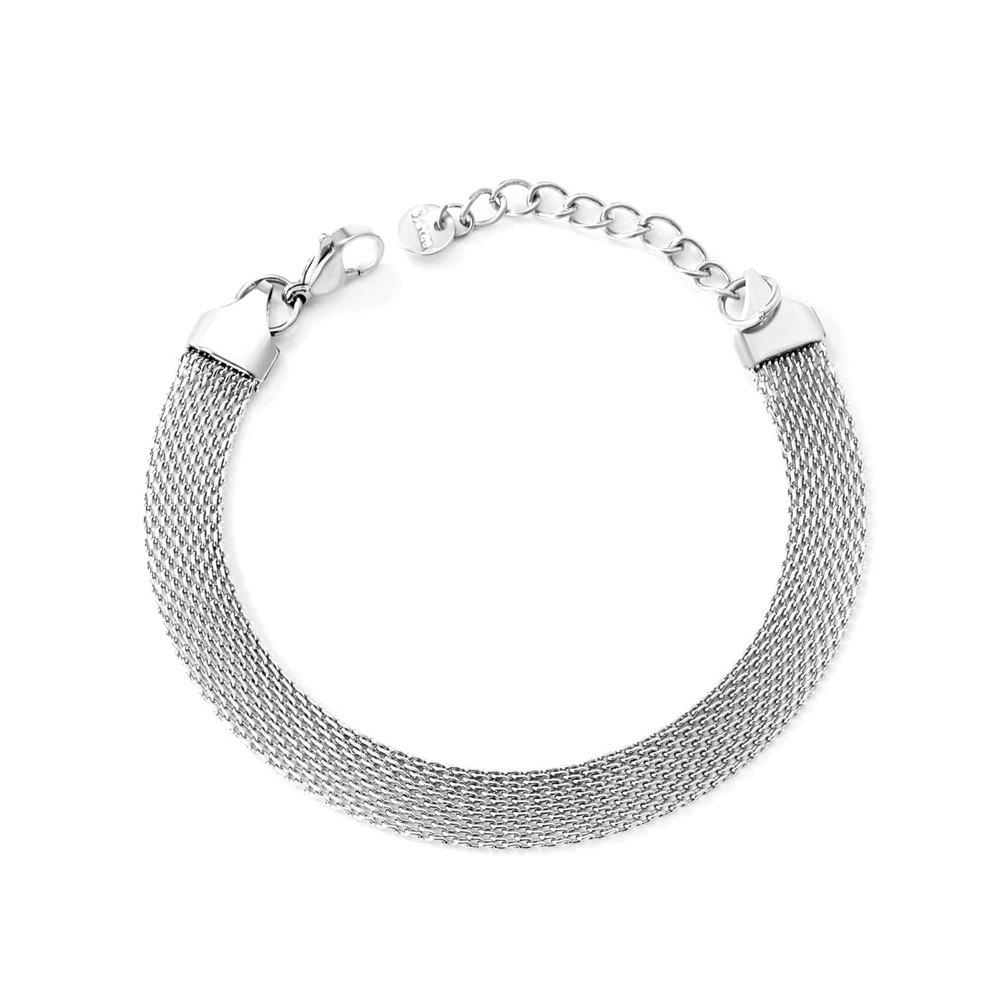 Width 6mm/8mm*Thickness 1mm Flat Mesh Bracelet 18+3cm+6mm Round Tail Plate Gold/ Steel asonjewelry