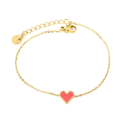 11.2*10.3mm heart shape with white shell/black acrylic/red acrylic fittings 0.35 cross chain*18+3cm+6mm round plaque Bracelet gold color asonjewelry