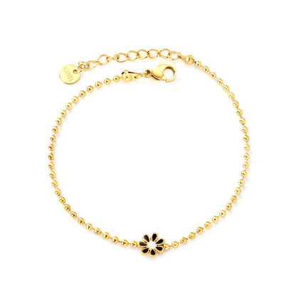 8mm six-petal flower black/purple/red/pink/blue oil drip accessories 2.0 bead chain *18+3mm+6mm round sign bracelet Golden asonjewelry