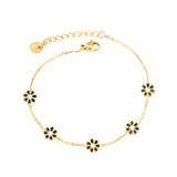 8mm six-petal flower white/black/purple/blue oil drop accessories 0.35 cross chain *18+3cm+6mm round sign bracelet gold color