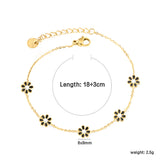 8mm six-petal flower white/black/purple/blue oil drop accessories 0.35 cross chain *18+3cm+6mm round sign bracelet gold color