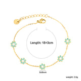 8mm six-petal flower white/black/purple/blue oil drop accessories 0.35 cross chain *18+3cm+6mm round sign bracelet gold color
