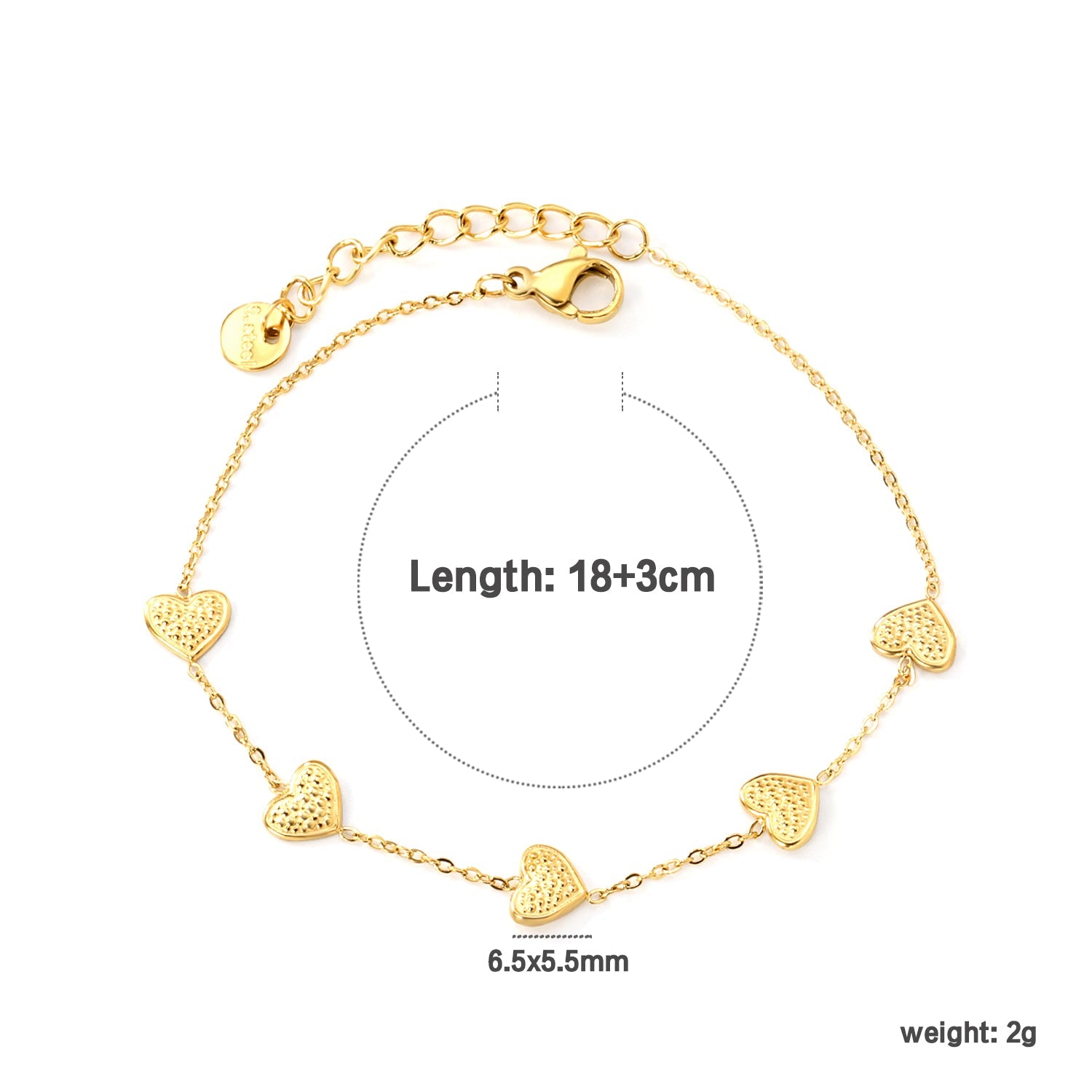 6.3*5.5mm heart-shaped black/purple/red/pink/dark blue oil-dripping accessories 0.3 cross chain *18+3cm+6mm round sign bracelet gold color asonjewelry