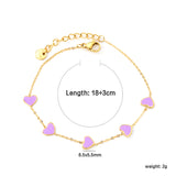 6.3*5.5mm heart-shaped black/purple/red/pink/dark blue oil-dripping accessories 0.3 cross chain *18+3cm+6mm round sign bracelet gold color