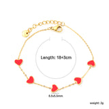 6.3*5.5mm heart-shaped black/purple/red/pink/dark blue oil-dripping accessories 0.3 cross chain *18+3cm+6mm round sign bracelet gold color