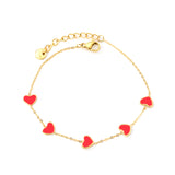 6.3*5.5mm heart-shaped black/purple/red/pink/dark blue oil-dripping accessories 0.3 cross chain *18+3cm+6mm round sign bracelet gold color