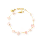 White Turquoise/ Amethyst/ Pink/ Sky Blue/ Turquoise/ Mixed Color Stone Accessories 0.3 Cross Chain*17+3cm+6mm Round Plaque Bracelet Golden