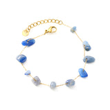 White Turquoise/ Amethyst/ Pink/ Sky Blue/ Turquoise/ Mixed Color Stone Accessories 0.3 Cross Chain*17+3cm+6mm Round Plaque Bracelet Golden