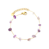 White Turquoise/ Amethyst/ Pink/ Sky Blue/ Turquoise/ Mixed Color Stone Accessories 0.3 Cross Chain*17+3cm+6mm Round Plaque Bracelet Golden