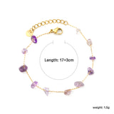 White Turquoise/ Amethyst/ Pink/ Sky Blue/ Turquoise/ Mixed Color Stone Accessories 0.3 Cross Chain*17+3cm+6mm Round Plaque Bracelet Golden
