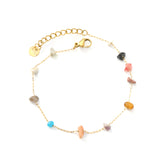 White Turquoise/ Amethyst/ Pink/ Sky Blue/ Turquoise/ Mixed Color Stone Accessories 0.3 Cross Chain*17+3cm+6mm Round Plaque Bracelet Golden