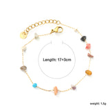 White Turquoise/ Amethyst/ Pink/ Sky Blue/ Turquoise/ Mixed Color Stone Accessories 0.3 Cross Chain*17+3cm+6mm Round Plaque Bracelet Golden