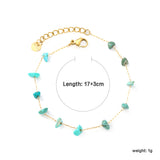 White Turquoise/ Amethyst/ Pink/ Sky Blue/ Turquoise/ Mixed Color Stone Accessories 0.3 Cross Chain*17+3cm+6mm Round Plaque Bracelet Golden