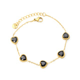 8.6mm Heart with White Crystal/Black Crystal/Red Zirconium Fittings 0.35 Cross Chain*17+3cm+6mm Round Plaque Bracelet Gold Color