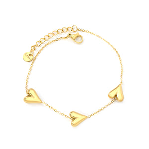 9.7*11mm Heart Fitting 0.35Cross Chain*18+3cm+6mm Round Plaque Bracelet Golden
