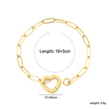 Wire 3*17*16mm Peach Heart Clasp Accessory 18+3cm+6mm Round Plaque Bracelet Golden