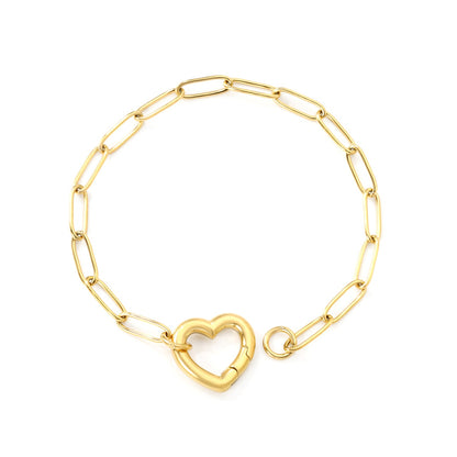 Wire 3*17*16mm Peach Heart Clasp Accessory 18+3cm+6mm Round Plaque Bracelet Golden asonjewelry