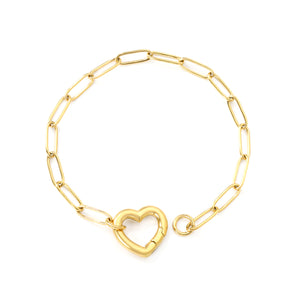 Wire 3*17*16mm Peach Heart Clasp Accessory 18+3cm+6mm Round Plaque Bracelet Golden