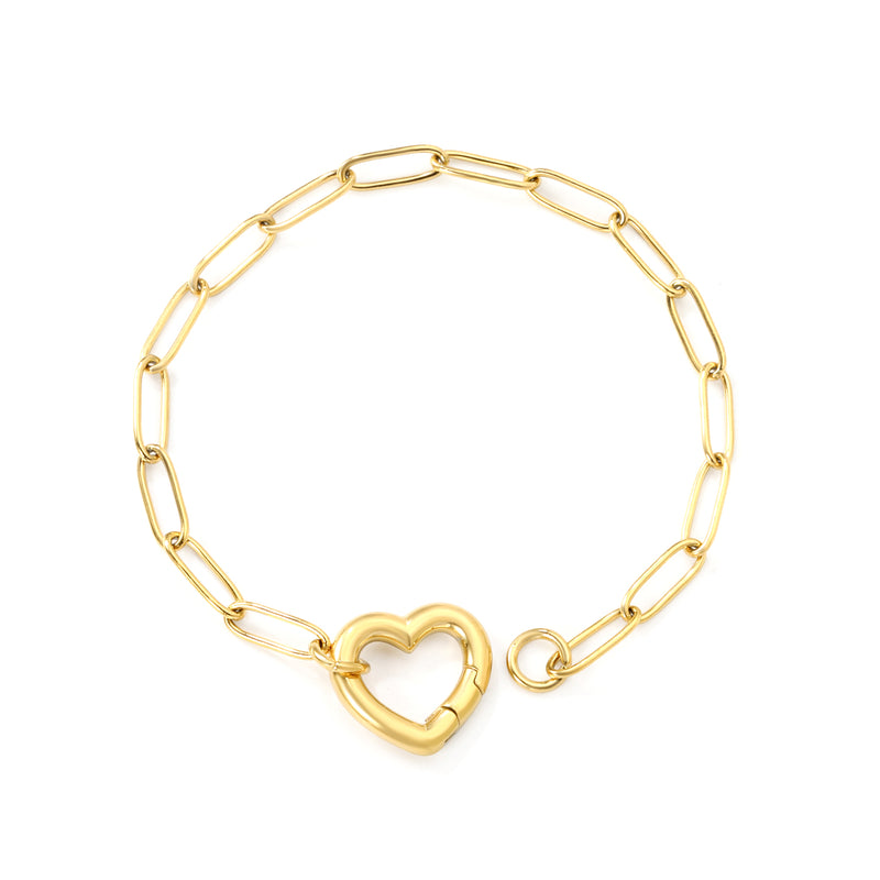 Wire 3*17*16mm Peach Heart Clasp Accessory 18+3cm+6mm Round Plaque Bracelet Golden