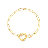 Wire 3*17*16mm Peach Heart Clasp Accessory 18+3cm+6mm Round Plaque Bracelet Golden