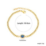 10.3*8.3mm Oval Blue Zirconium+CNC White Zirconium Ring Fittings 18+3cm Bracelet Gold Color