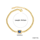 10.8*8.8mm rectangle blue zirconium + CNC white zirconium circle accessory 18+3cm bracelet gold color