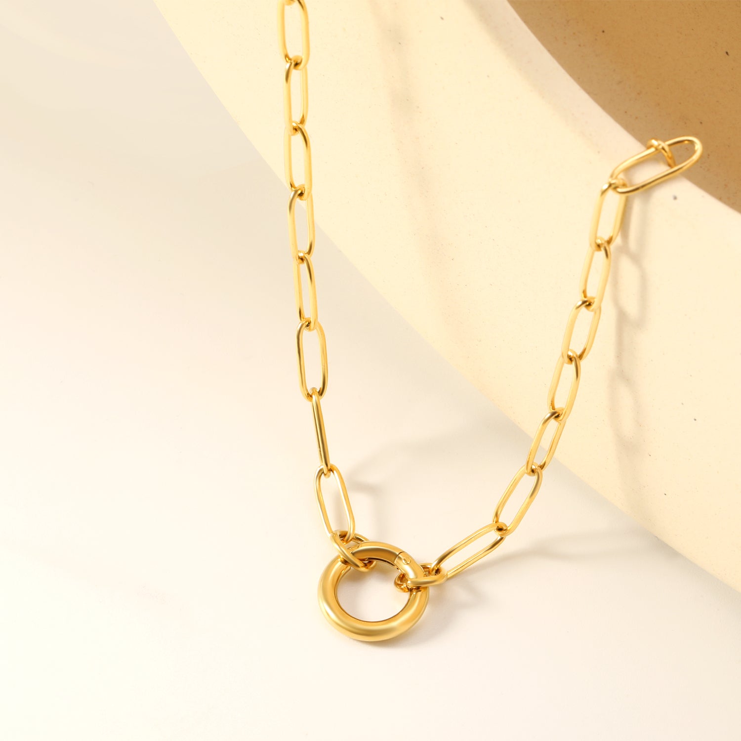 Wire 2.5*outside 14mm round clasp pendant 45cm necklace gold color asonjewelry