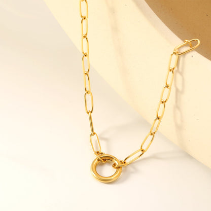 Wire 2.5*outside 14mm round clasp pendant 45cm necklace gold color asonjewelry
