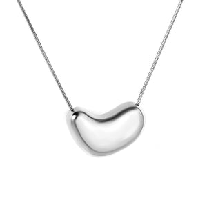 22mm x 15mm heart-shaped pendant with 0.9mm round snake chain 40cm + 5cm + 6mm round tag necklace, steel color/gold color