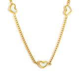 11x9mm shell heart-shaped accessory 40+5cm + 6mm round pendant necklace, gold