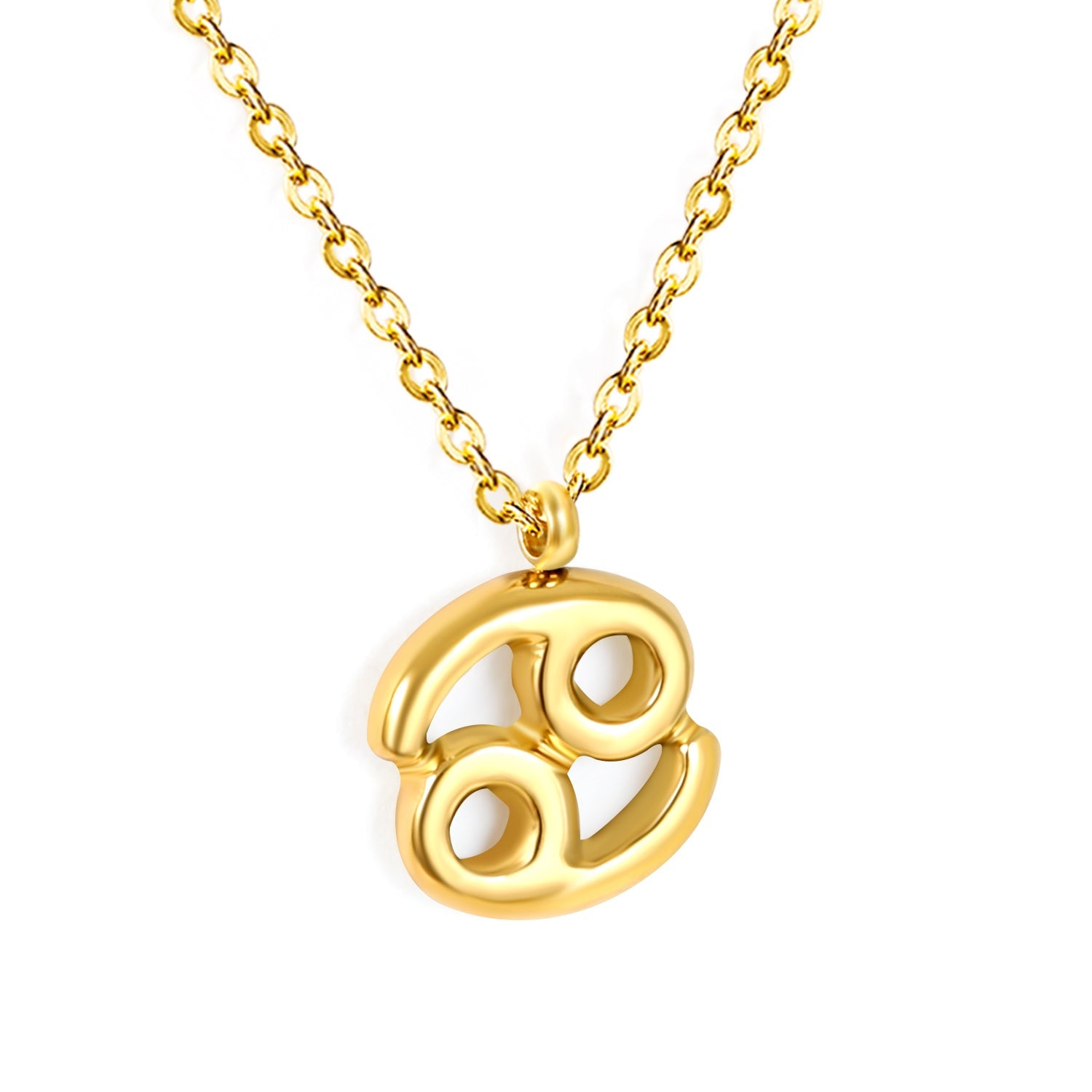 Aries/Taurus/Gemini/Cancer/Leo/Virgo/Libra/Scorpio/Sagittarius/Capricorn/Aquarius/Pisces Bubble Constellation Pendant 0.3 Cross Chain 40+5cm+6mm Round Tag Necklace Gold asonjewelry