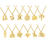Aries/Taurus/Gemini/Cancer/Leo/Virgo/Libra/Scorpio/Sagittarius/Capricorn/Aquarius/Pisces Bubble Constellation Pendant 0.3 Cross Chain 40+5cm+6mm Round Tag Necklace Gold