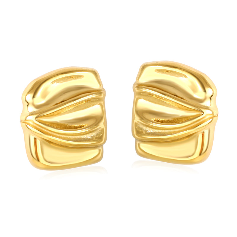 24*28mm Rectangular Button Earring, Gold