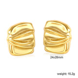 24*28mm Rectangular Button Earring, Gold