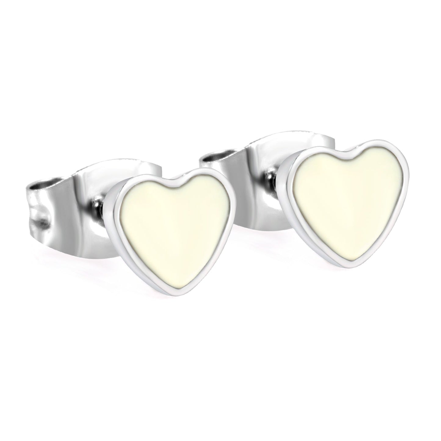 6.3*5.6mm Heart with White Drip Earrings Steel Color asonjewelry