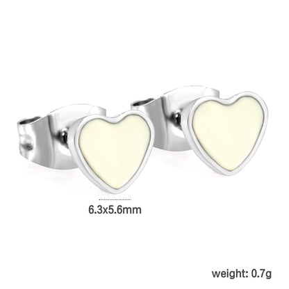 6.3*5.6mm Heart with White Drip Earrings Steel Color asonjewelry