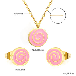 Bobbleboard Candy with Powder Drip Oil Set 0.3 Cross 40+5cm+6mm Round Plaque Earrings: 10.3*9.5mm Pendant: 12.3*11.5mm Steel Color/Golden Color