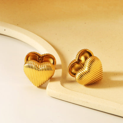 15.4*14mm Vertical Heart Earrings Gold Color asonjewelry